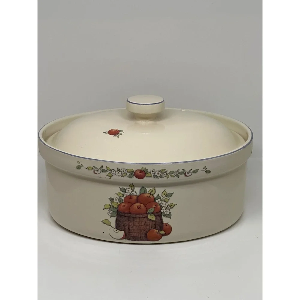 VTG International China Co Casserole Dish Cream Apple Orchard Susan Winget 1995